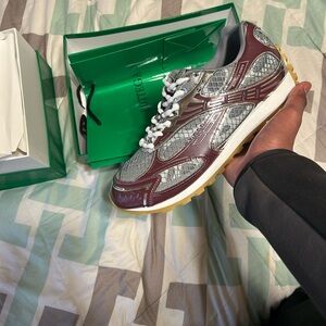Bottega Veneta Burgundy and Gray Sneakers